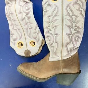 3R Tony Lama Western Tall Buckaroo Cowgirl Cowboy Boots Lavender Brown Leather 9